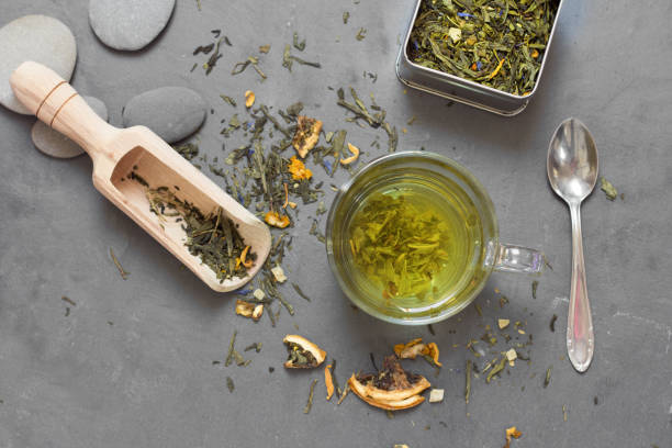 tea on table composition stock photo