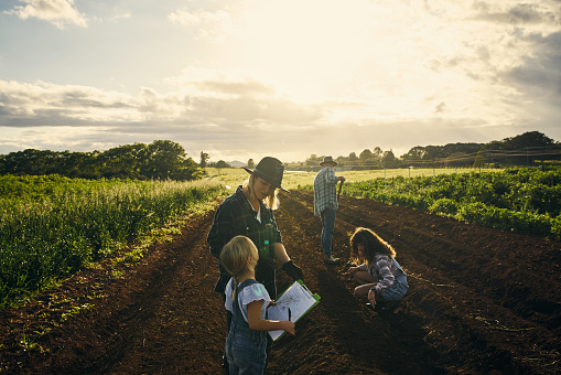 Teaching Her Kids All About Farming Stock Photo Download