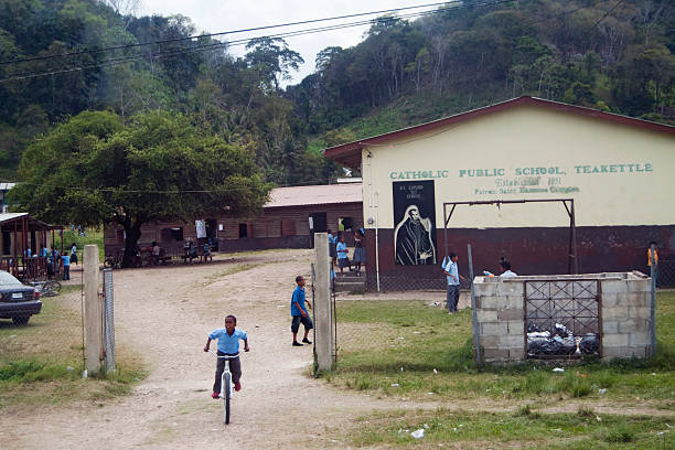 Teakettle Village School, Belize stock photo