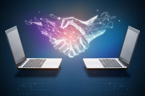 579 Cyberspace Teamwork Computer Handshake Stock Photos, Pictures &amp;  Royalty-Free Images - iStock