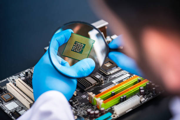 Technology Researching Nanotechnology, Computer Chip, CPU, Searching, Research cpu stock pictures, royalty-free photos & images