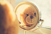 istock Teddy bear looking at myself in the mirror 642742240