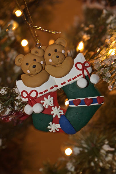 Teddy Bears in Christmas Stockings ornament stock photo