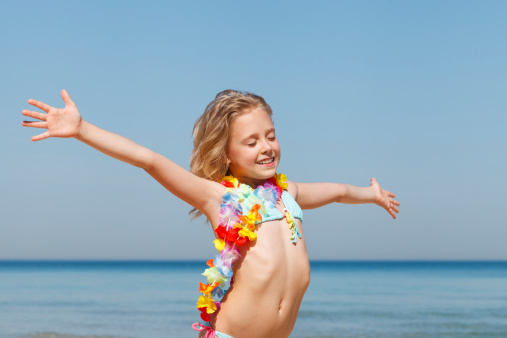 Teen Girl On A Beach Stock Photo - Download Image Now - 10-11 Years,  Adolescence, Beach - iStock