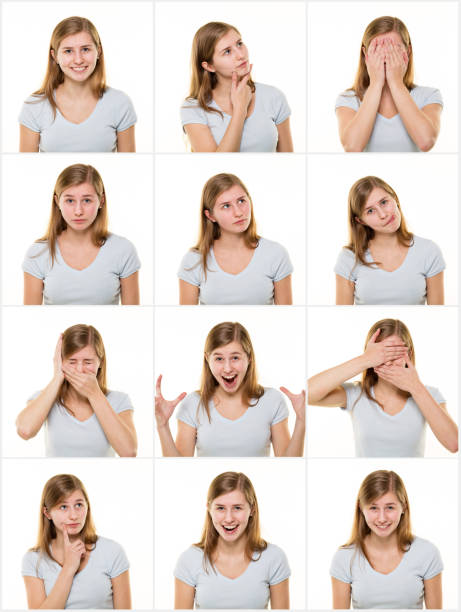 Teenage girl making facial expressions Teenage girl making facial expressions part of a series stock pictures, royalty-free photos & images