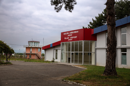 Telavi, Georgia - October 01, 2018: Small airport Mimino in the provincial Georgian town of Telavi