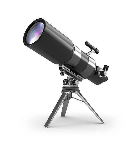 Telescope on support Telescope on support over wite astronomy telescope stock pictures, royalty-free photos & images