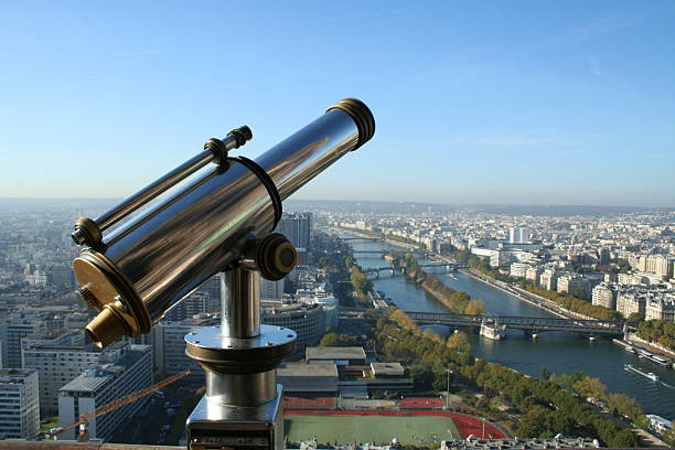 Telescope view over Paris stock photo