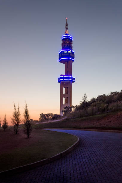 Telkom tower Pretoria street view at night stock photo