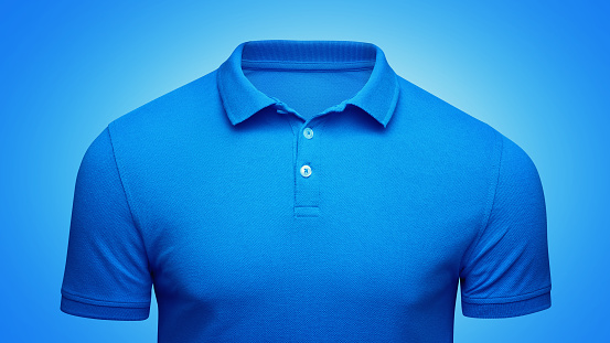 Download Template Blue Polo Shirt Concept Closeup Front View Polo ...