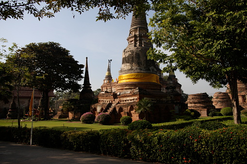 The Kingdom of Ayutthaya was the capital of Thailand for 417 years from 1350 to 1767 with 33 kings from 5 dynasties. Today it is a cultural park with ruins, much visited by tourists from all over the world.