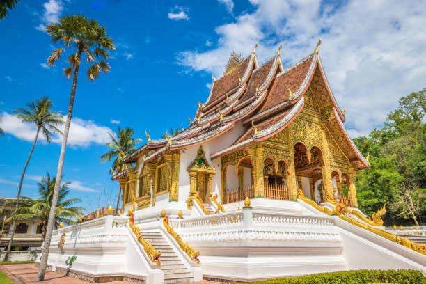 Temple inside Royal Palace complex in Luang Prabang Laos stock photo
