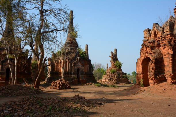Temples in ruins around Inle lake, Myanmar stock photo