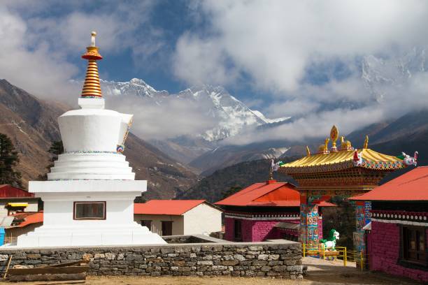 Tengboche Monastery stupa mount Everest stock photo