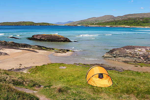 Tent in Ring of Kerry coast stock photo