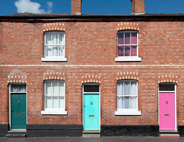 Terraced houses Row of terrace houses.  cheshire england stock pictures, royalty-free photos & images