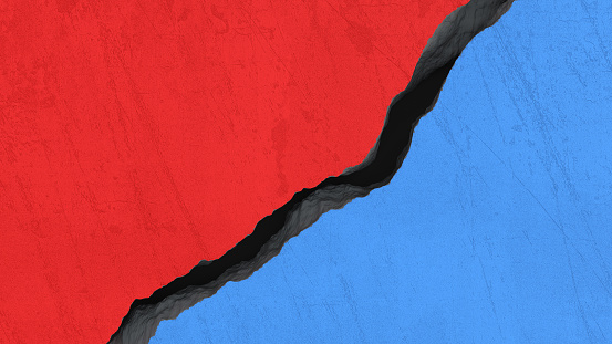 Terrain crack - USA blue and red divide