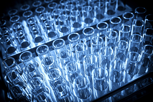 Large group of test tube backgrounds in laboratory.