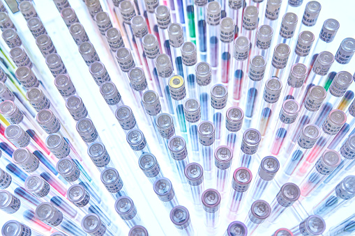 Side view above of test tube backgrounds.