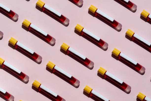 Test Tubes on Pink Background stock photo