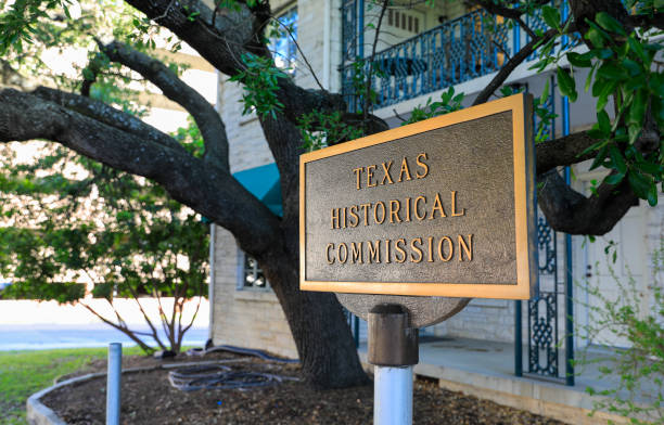 Texas historical commission exterior building sign stock photo