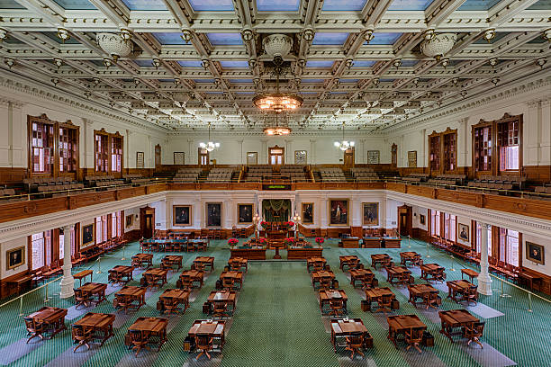 Texas Senate Chamber Austin, Texas, USA - January 6, 2014: Empty Senate chamber of the Texas State Capitol building in Austin,  Texas united states senate stock pictures, royalty-free photos & images