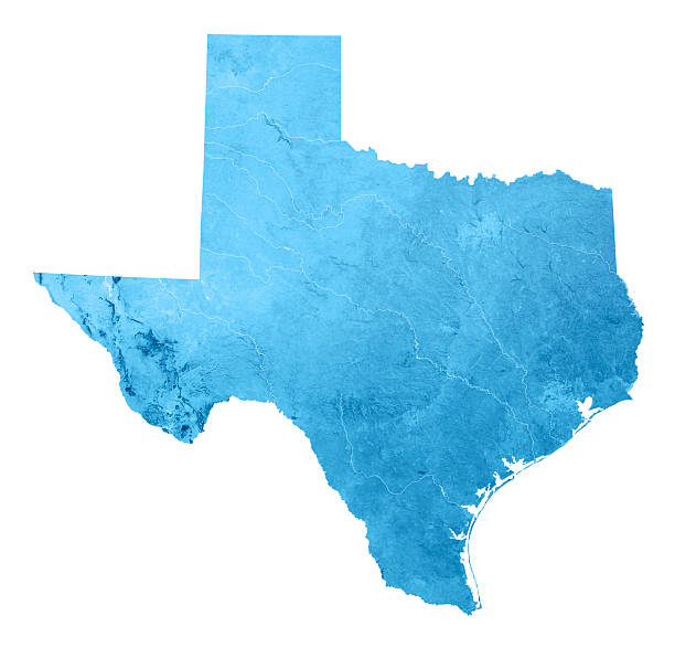 Texas Topographic Map Isolated 3D render and image composing: Topographic Map of Texas, USA. Isolated on White. High quality relief structure! texas stock pictures, royalty-free photos & images