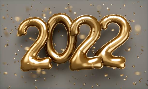 2022 text made with hellium balloons stock photo