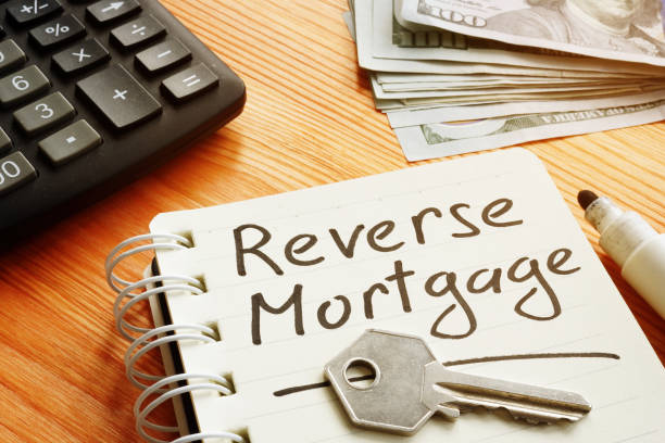 Text sign showing hand written words reverse mortgage stock photo