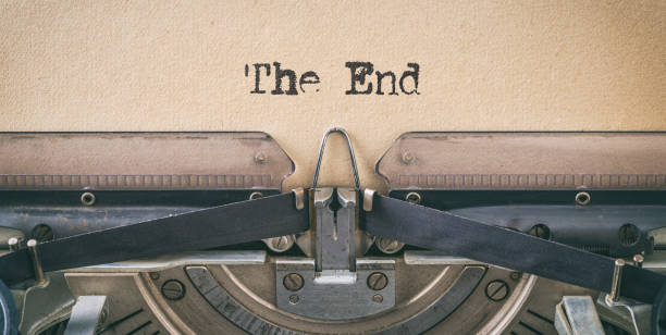 Text written with a vintage typewriter -  The end Text written with a vintage typewriter -  The end finishing photos stock pictures, royalty-free photos & images