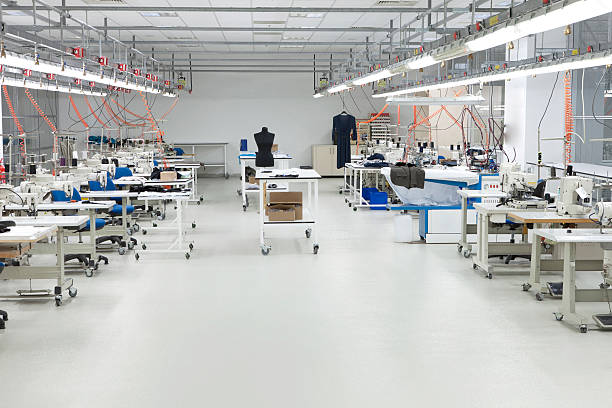 Textile factory stock photo