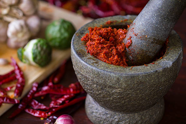 Thai Cooking Chili paste in Thai cooking curry powder stock pictures, royalty-free photos & images