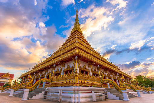 Thailand Golden Tempel Thaibuddha Gebäude Khonkaen Thailand Blick Auf