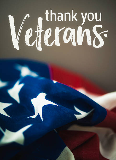 Thank you military veterans. Patriotc message with American flag Thank you military veterans. Patriotc message with American flag memorial photos stock pictures, royalty-free photos & images