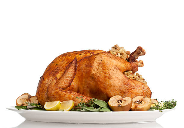 Thanksgiving Turkey Thanksgiving turkey on white background.  Please see my portfolio for other holiday and food related images.  thanksgiving food stock pictures, royalty-free photos & images