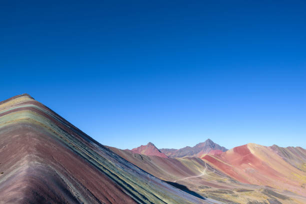 The 7-colored Rainbow Mountain in the beautiful Andes near Cusco stock photo