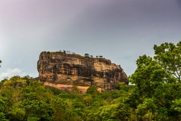 The 8th wonder of the world, Sigiriya rock fortress Sri Lanka Spectacular view of the Sigiriya Lion rock surrounded by green rich vegetation. Picture taken from Pidurangala mountain in Dambula, Sri Lanka. dambulla stock pictures, royalty-free photos & images