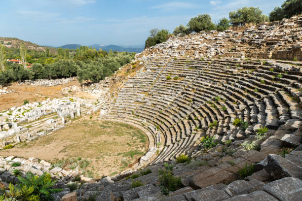The amphitheatre of Stratonikeia ancient site in Mugla, Turkey stock photo