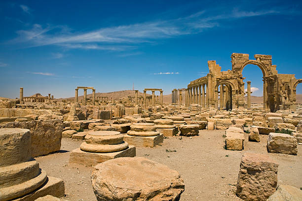 The ancient ruins of Palmyra stock photo