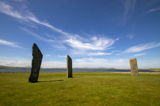 The ancient Standing Stones of Stennes in Orkney, Scotland, UK stock photo