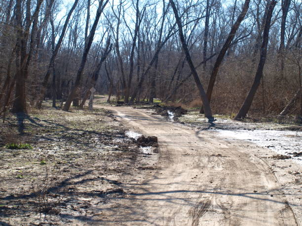 The AT&T Trail After A Flood from the Trinity River stock photo