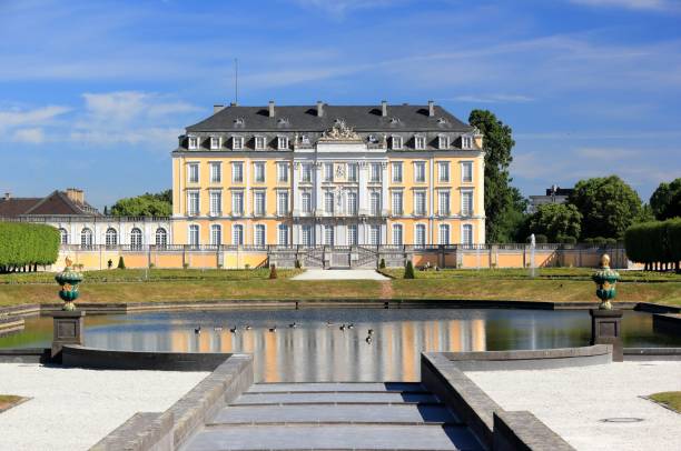 The Augustusburg Palace. Brühl, Germany, Europe. Brühl, Germany – June 02, 2020: Visiting the Baroque Augustusburg Palace on a sunny morning in June. bruehl stock pictures, royalty-free photos & images