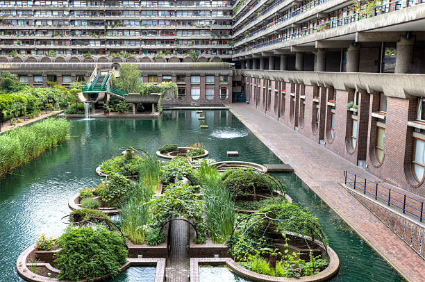 The Barbican and Pond stock photo