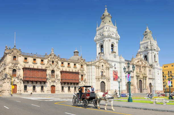 The Basilica Cathedral of Lima in Peru. stock photo