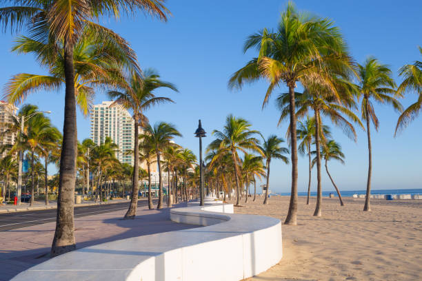 The beach at Fort Lauderdale in Florida on a beautiful sumer day stock photo