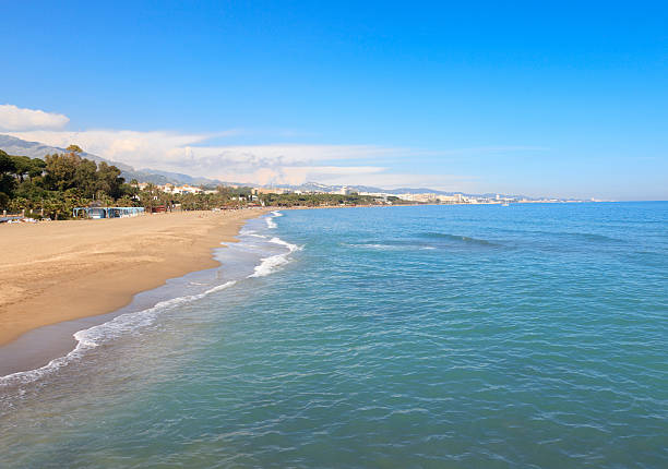 The beach in Marbella, Spain stock photo