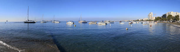 The beautiful Akti Olympion Beach Limassol in Cyprus stock photo