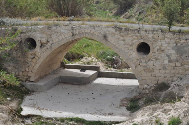 The Beautiful Ancient Stone Bridge in Cyprus stock photo