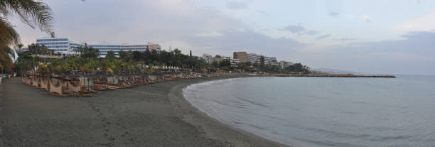 The beautiful Aphrodite Beach (Agios Tychon) Beach Limassol in Cyprus stock photo