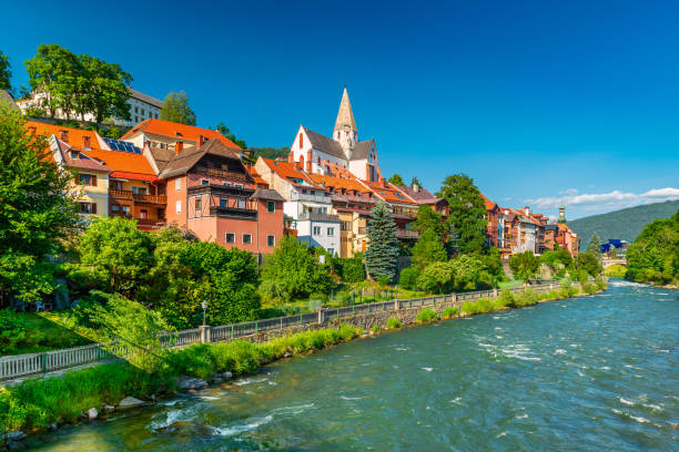 The beautiful Austrian town of  Murau, Western Styria, Austria stock photo